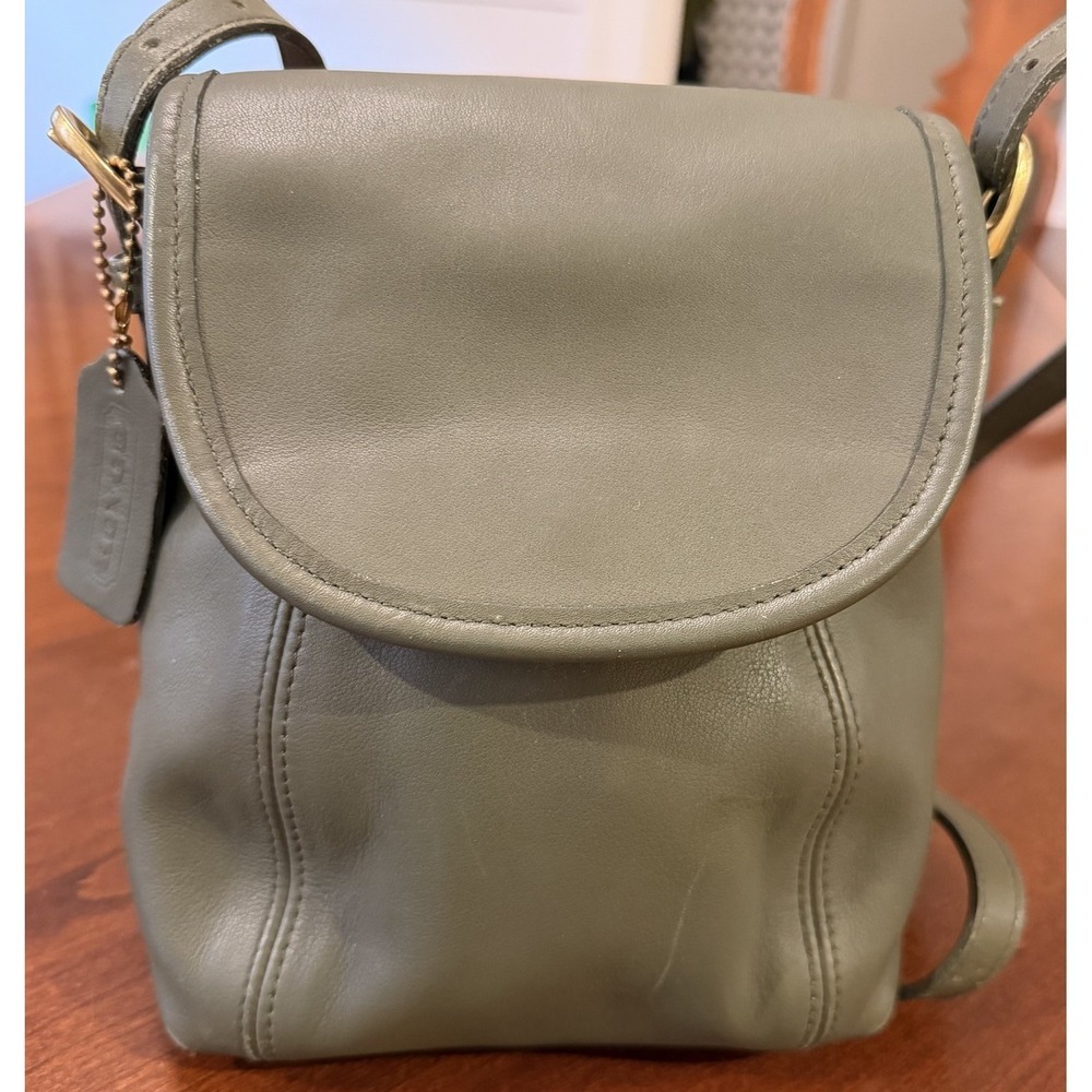 Vintage Coach Olive Green Leather Small  Crossbody 4108 Purse RARE